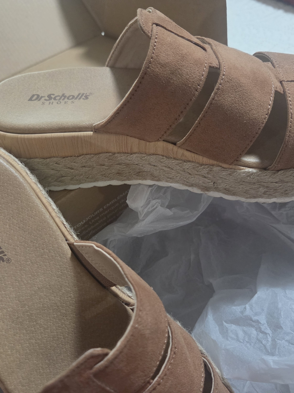 Dr. Scholl's Brown Suede Espadrille Slide Mules